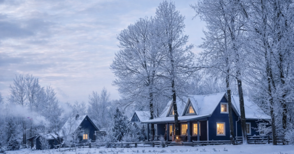 Taršiškių kaimas žiemą.