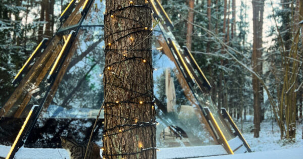 Nameliai dviems Lietuvoje CallTipi stiklinis namelis