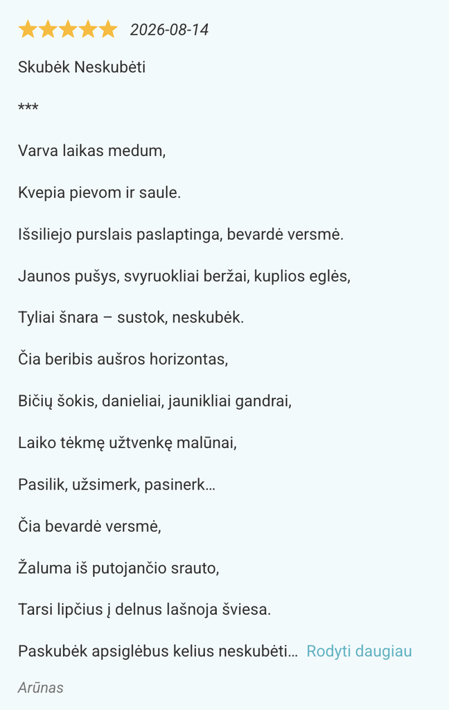 Skubėk Neskubėti kupolo atsiliepimas Skubėk Neskubėti kupolo atsiliepimas
